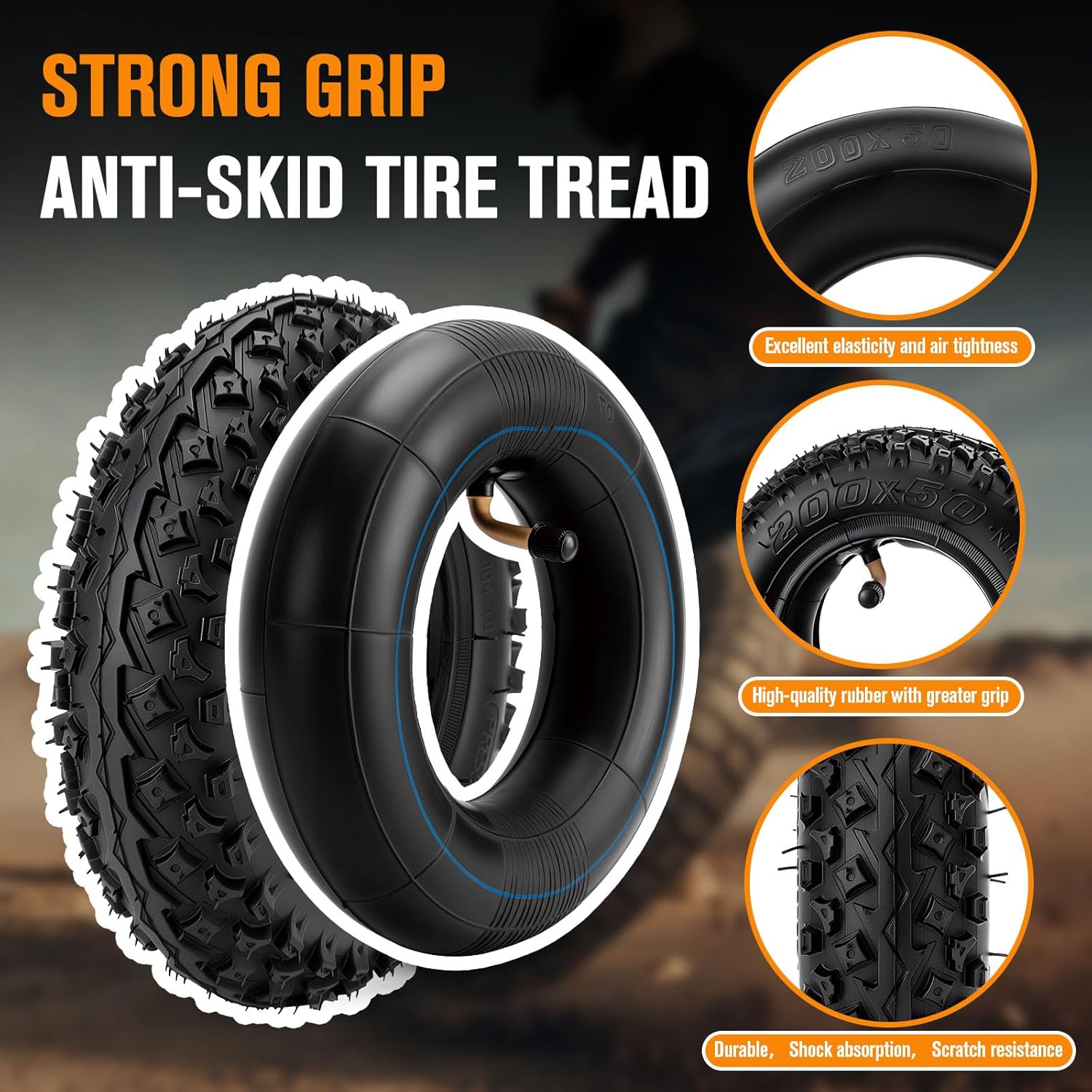 200x50 (8"x2") Dirt Scooter Knobby Tire and Inner Tube 2 Set Compatible with Razor Pro RDS Dune Buggy Offroad Knobby Pneumatic Tires,for Electric Go Kart & Mountain Scooter