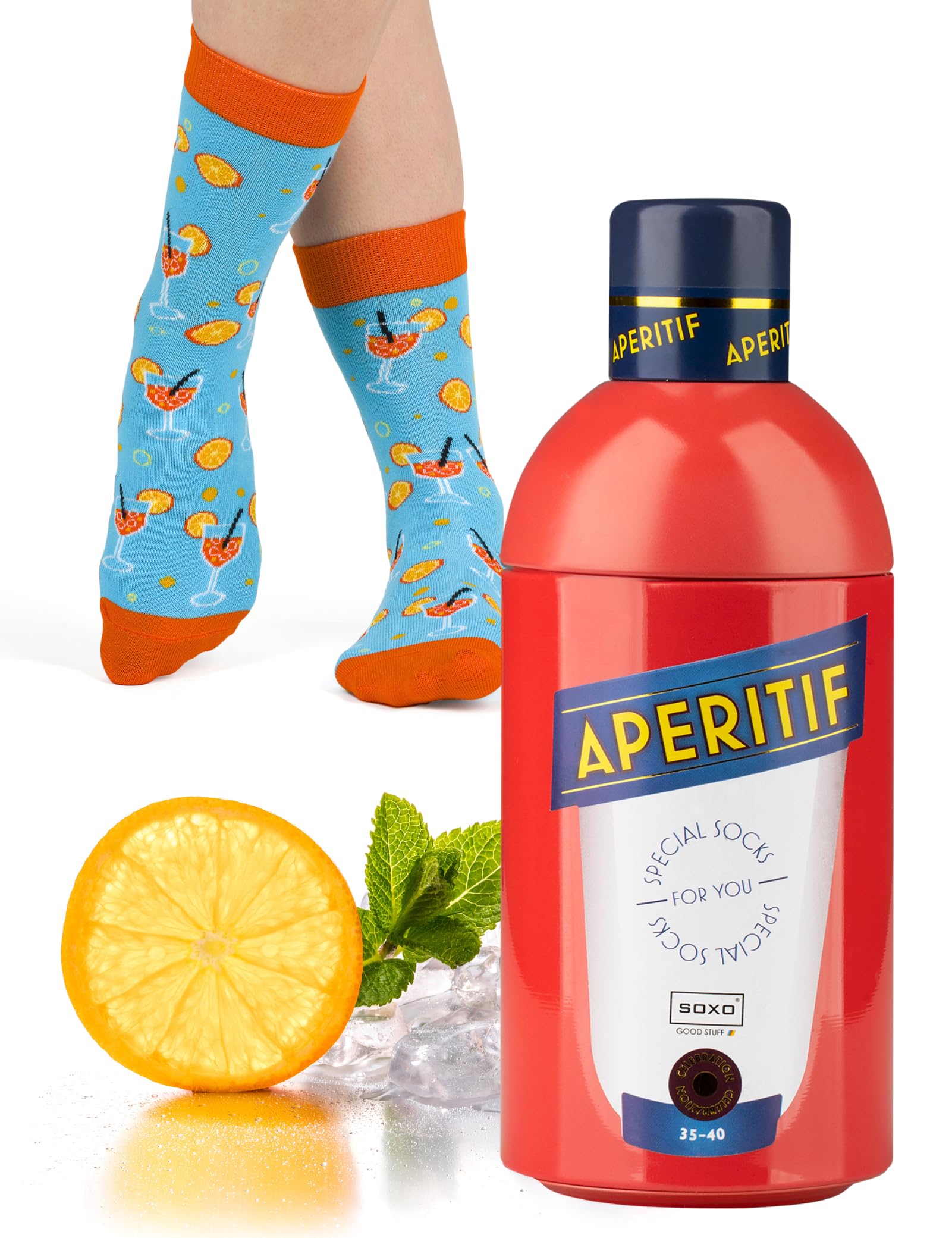 Soxo Women's Aperitif 1 Pair Drinks Socks Funny Gift Ideas Long Sock Funky Gifts 2.5-6.5