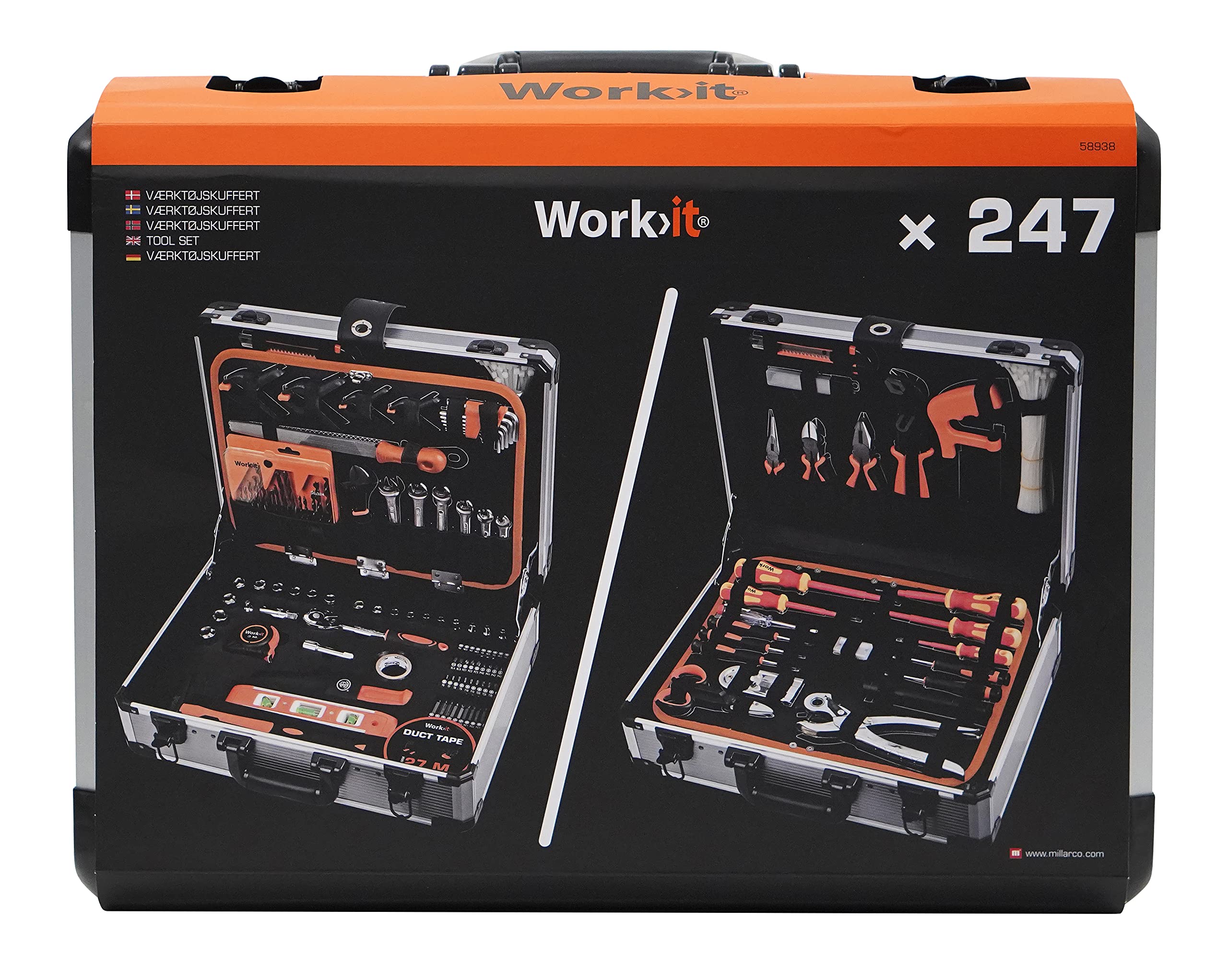 HOME It - 247-teiliger Werkzeugkoffer für Heimwerker - Komplettset mit Präzisionswerkzeugen, inkl. Aluminiumkoffer