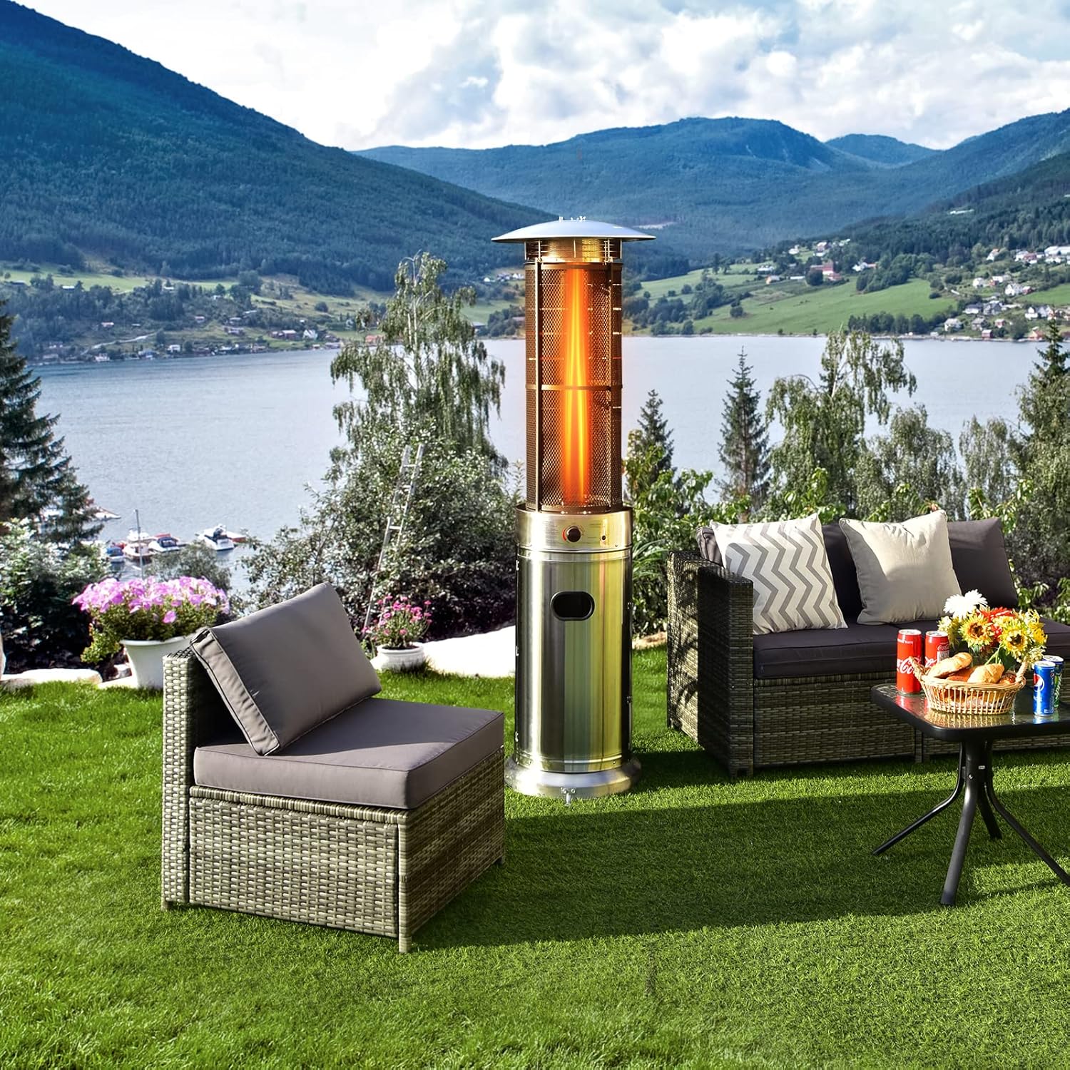 Tangkula Outdoor Heater, 40,000 BTU Stainless Steel Outdoor Patio Heater with Wheels, Quartz Glass Tube, Tip-over Flameout Protection, Patio Heaters for Outdoor Use, Porch, Outside Tangkula Outdoor Heater, 40,000 BTU Stainless Steel Outdoor Patio Heater with Wheels, Quartz Glass Tube, Tip-over Flameout Protection, Patio Heaters for Outdoor Use, Porch, Outside