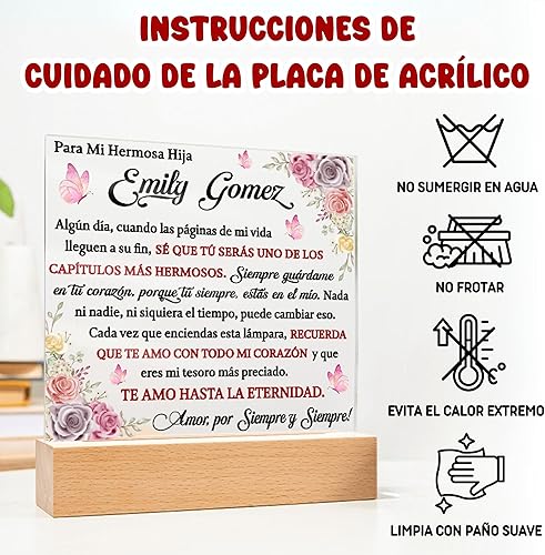 Miniatura 4 de Lampara De Amor Eterno Para Mi Hija En Español, Placa Personalizada De Graduación, Regalo De Graduación Para Mi Hija, Regalos De Graduación 2025