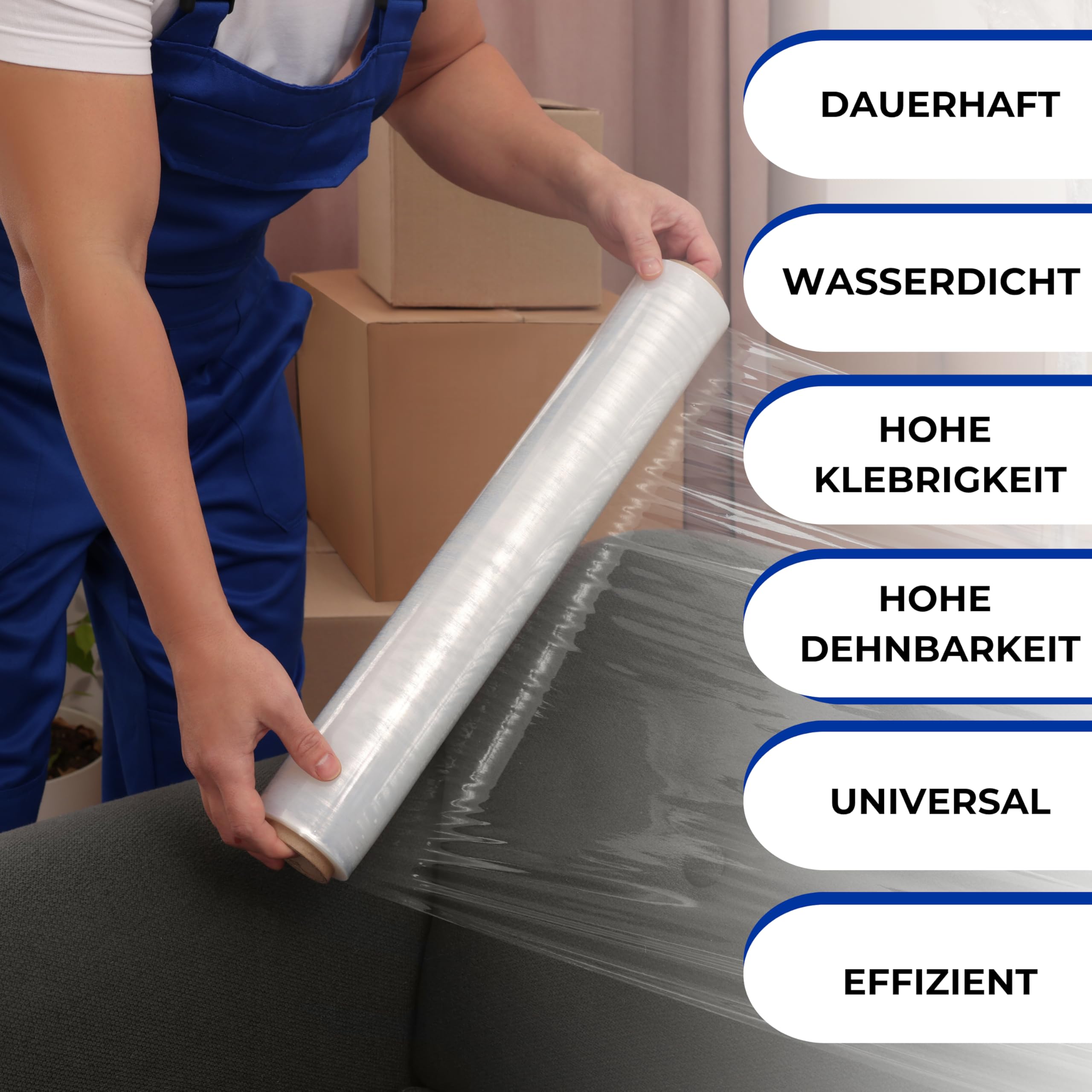 RAGO Stretchfolie Transparent folie für möbel 40 cm I 0,85 kg I Packfolien - Image 4
