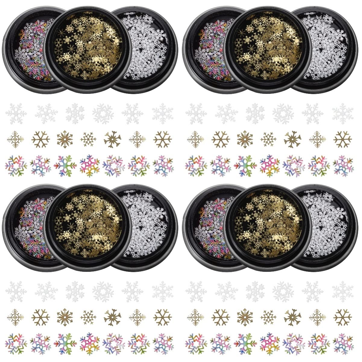 12 Scatole Ornamenti Di Arte Del Chiodo Di Natale Glitter Per Unghie Decorazioni Natalizie Per Unghie Decalcomanie Per Fiocco Di Neve Veloce Paillettes Scaglie Di