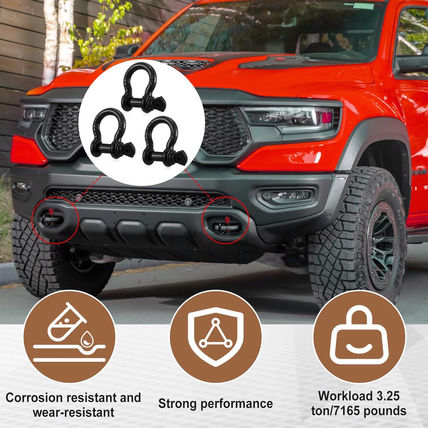 6 Pack 5/8" D Ring Shackle Heavy Duty with Screw Pin Galvanized Coating for Rigging Tow Strap Winch Off Road Truck Vehicle Recovery