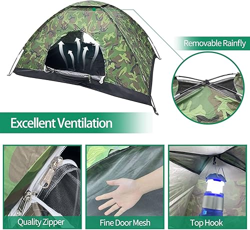 Miniatura 4 de Sutekus Tienda de campaña ligera para mochileros, equipo al aire libre de camuflaje para acampar, senderismo, ciclismo, viaje, mejorado, gran espacio