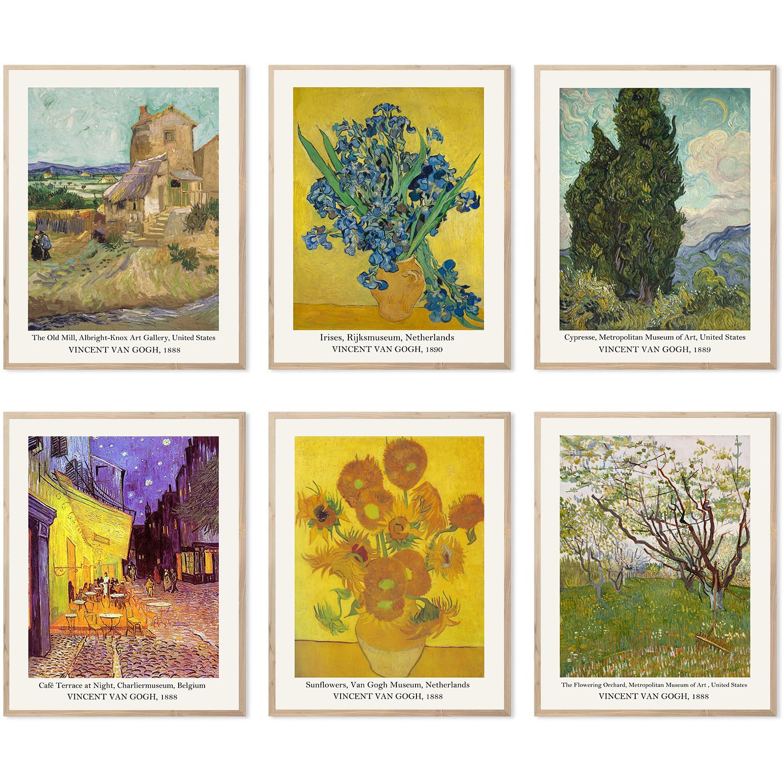 AdmmixooMaster Painter Wall Art Decor Vincent van Gogh Classical Oil Painting Canvas Prints Wall Art Exhibition Famous Artist Decor Room Aesthetic Gallery Wall Decor (C Style, 11"x14" UNFRAMED)