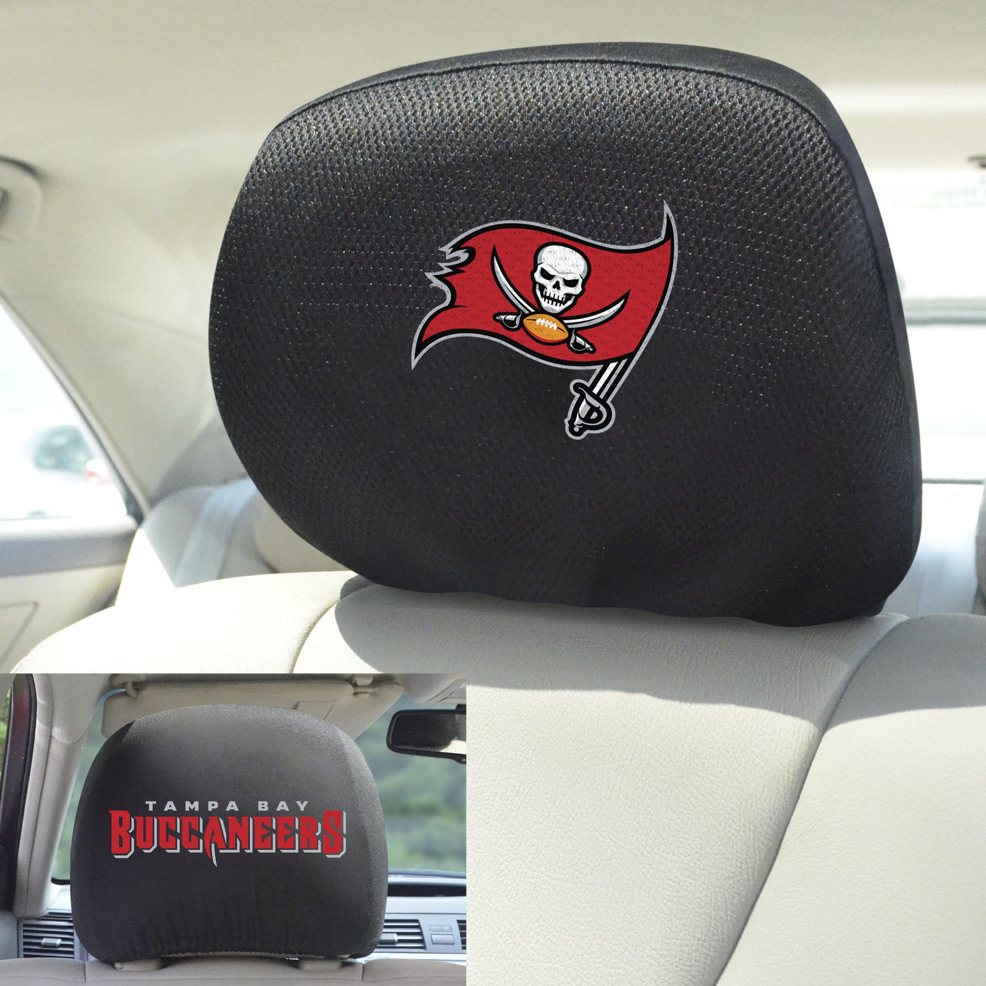 FANMATS 12517 Housse pour Appui-tête NFL (Tampa Bay Buccaneers), 1 pièce, Noir