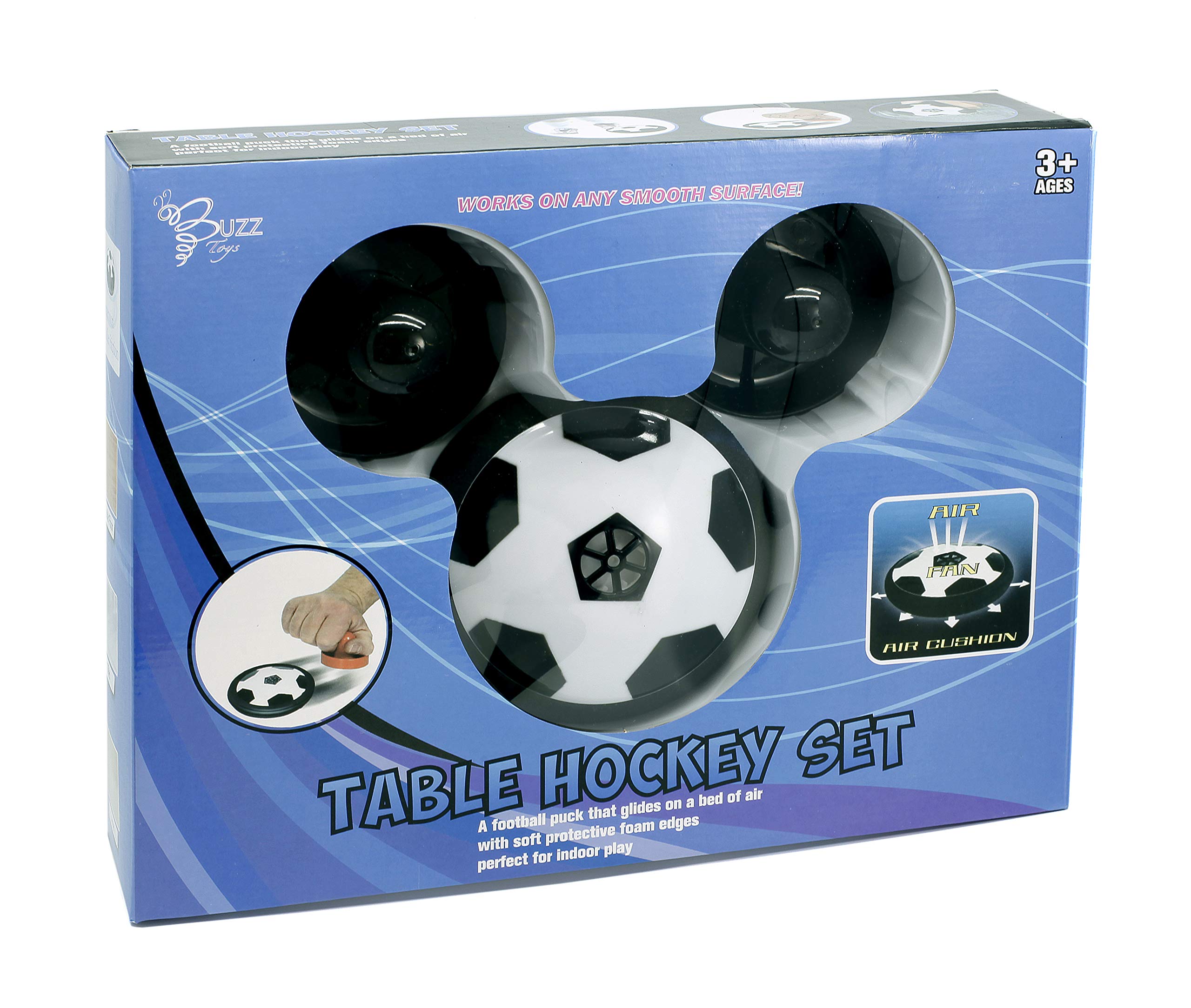 Ensemble de hockey de table – Rondelle de football à coussin d'air avec 2 poussoirs, glisse sur des surfaces lisses, jeu d'intérieur