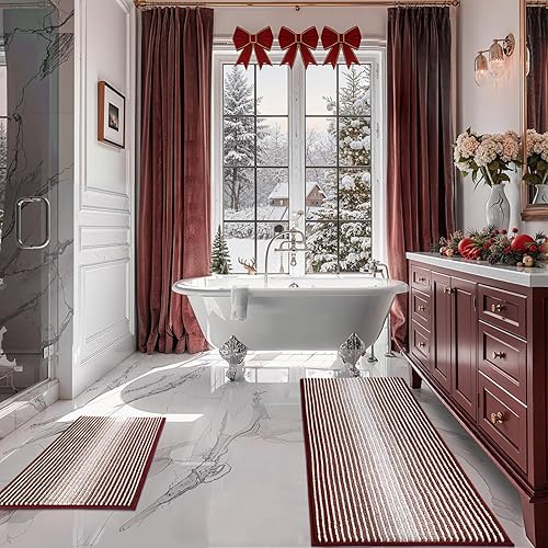 Miniatura 90 de BSICPRO Juego de alfombras y tapetes de baño, 2 piezas de felpilla gruesa y absorbente, antideslizantes, suaves y peludas para baño, lavables a