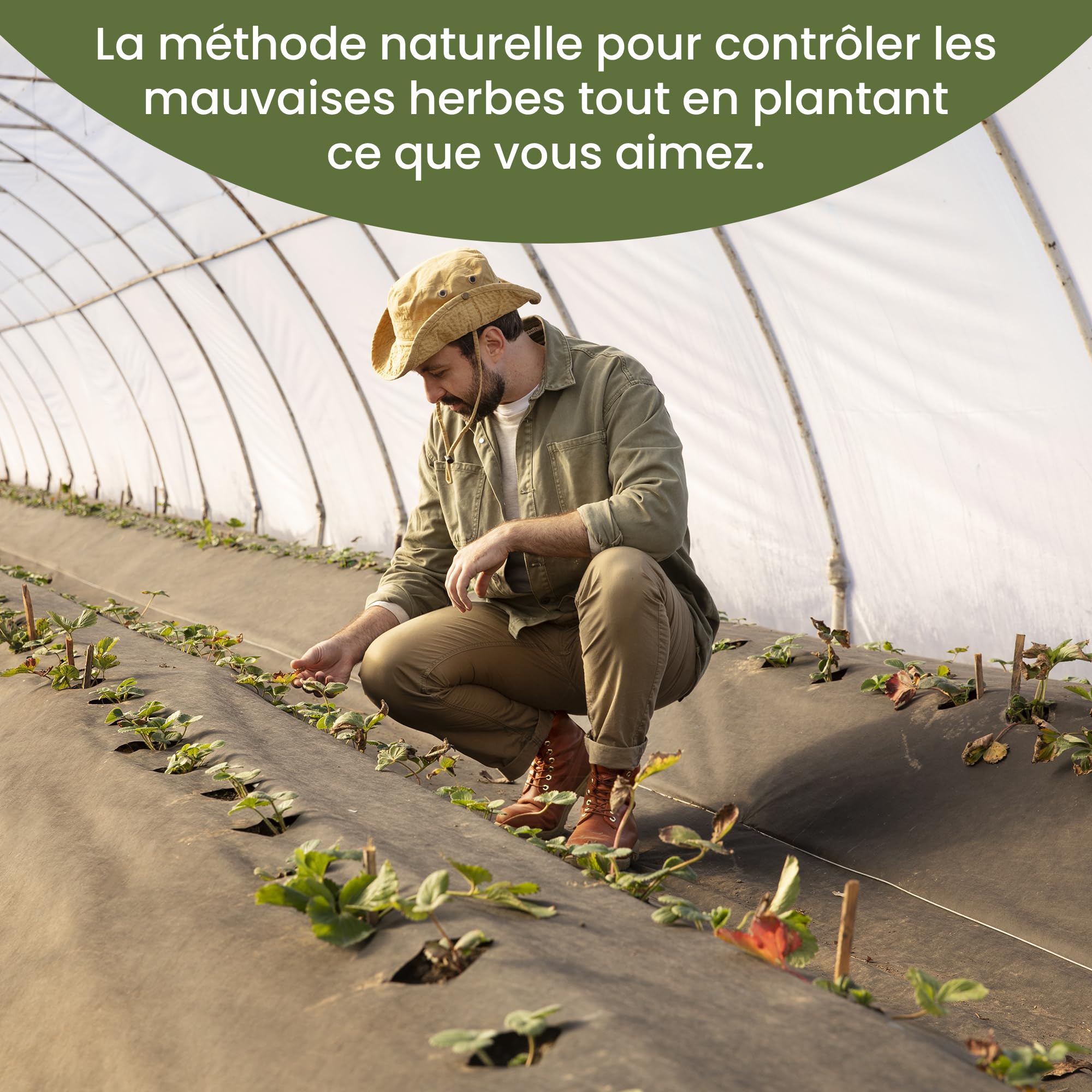 GARDENIX Feutre Anti-Mauvaises Herbes 20 m² avec 50 ancrages de Terre de 20 m² (2 m x 10 m), perméable à l'eau, 150 g/m², Noir, résistant aux UV, pour Parterre surélevée, Film