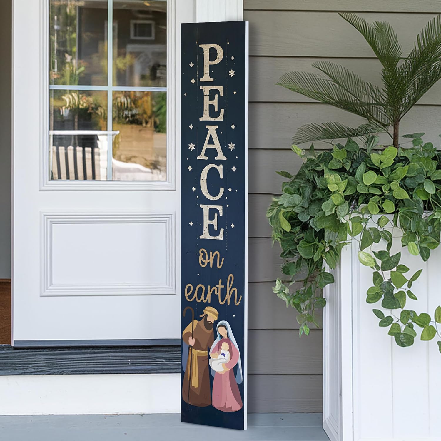 48"x8" Large Christmas Welcome Sign for Front Door, PVC Holiday Welcome Sign for Porch, Durable Outdoor Christmas Decorations (Design 8)