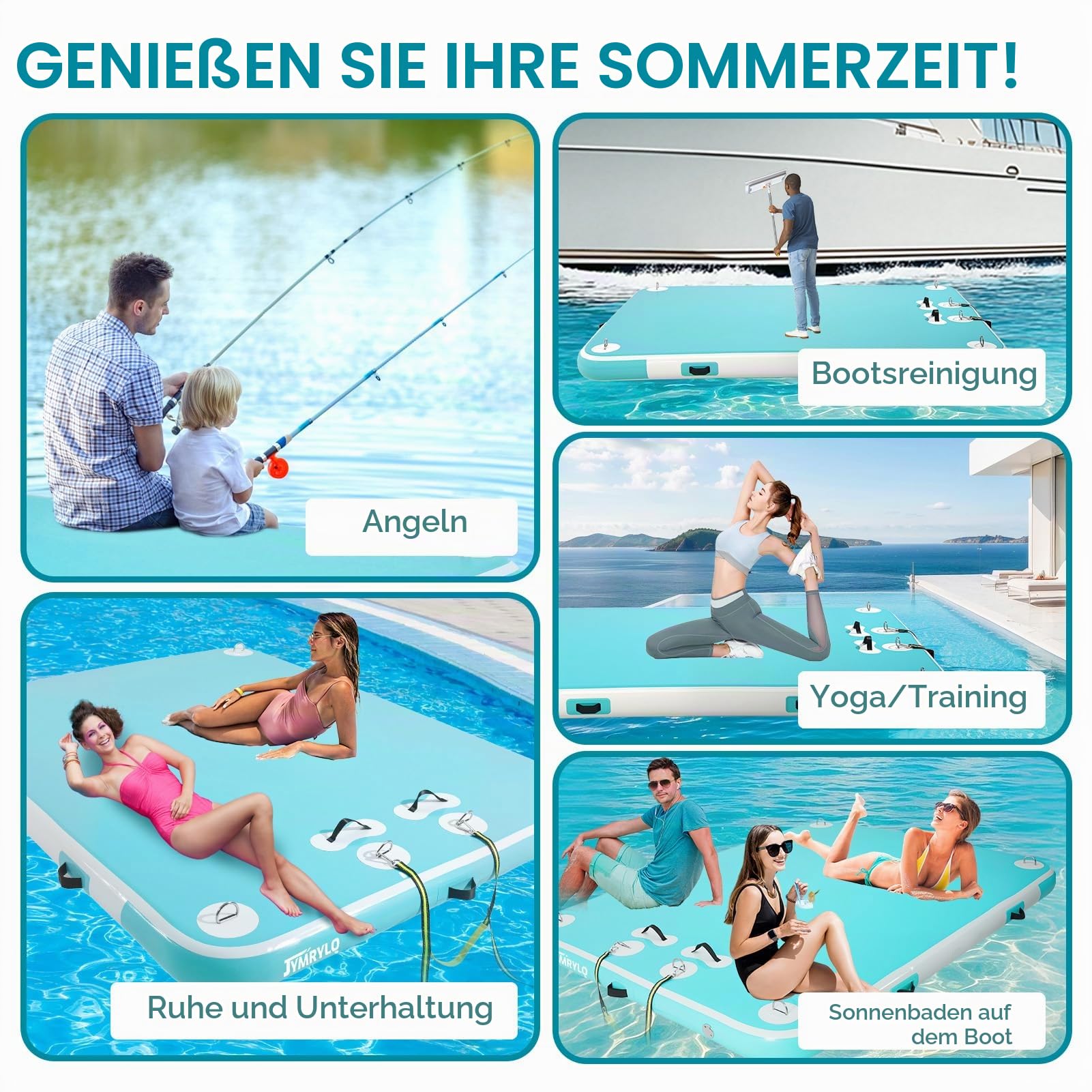 Aufblasbare Dock Schwimm Plattform Wasser Bade Insel 2/4/6 Personen für Boot Teich Pool See