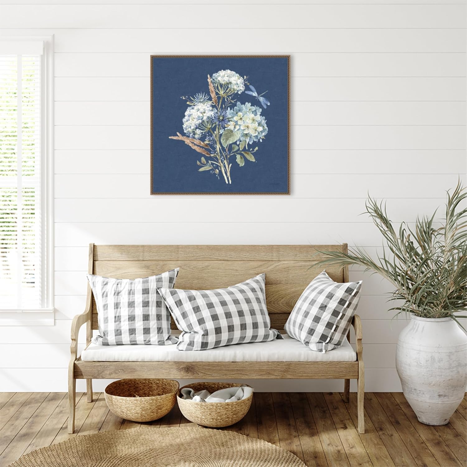 Amanti Art Framed Canvas Wall Art 30x30 Bohemian Blue 06B by Lisa Audit, Framed Wall Art Canvas, Flowers Artwork, Traditional Decor, Large Poster Painting for Living Room, Bedroom, Bathroom, Kitchen,