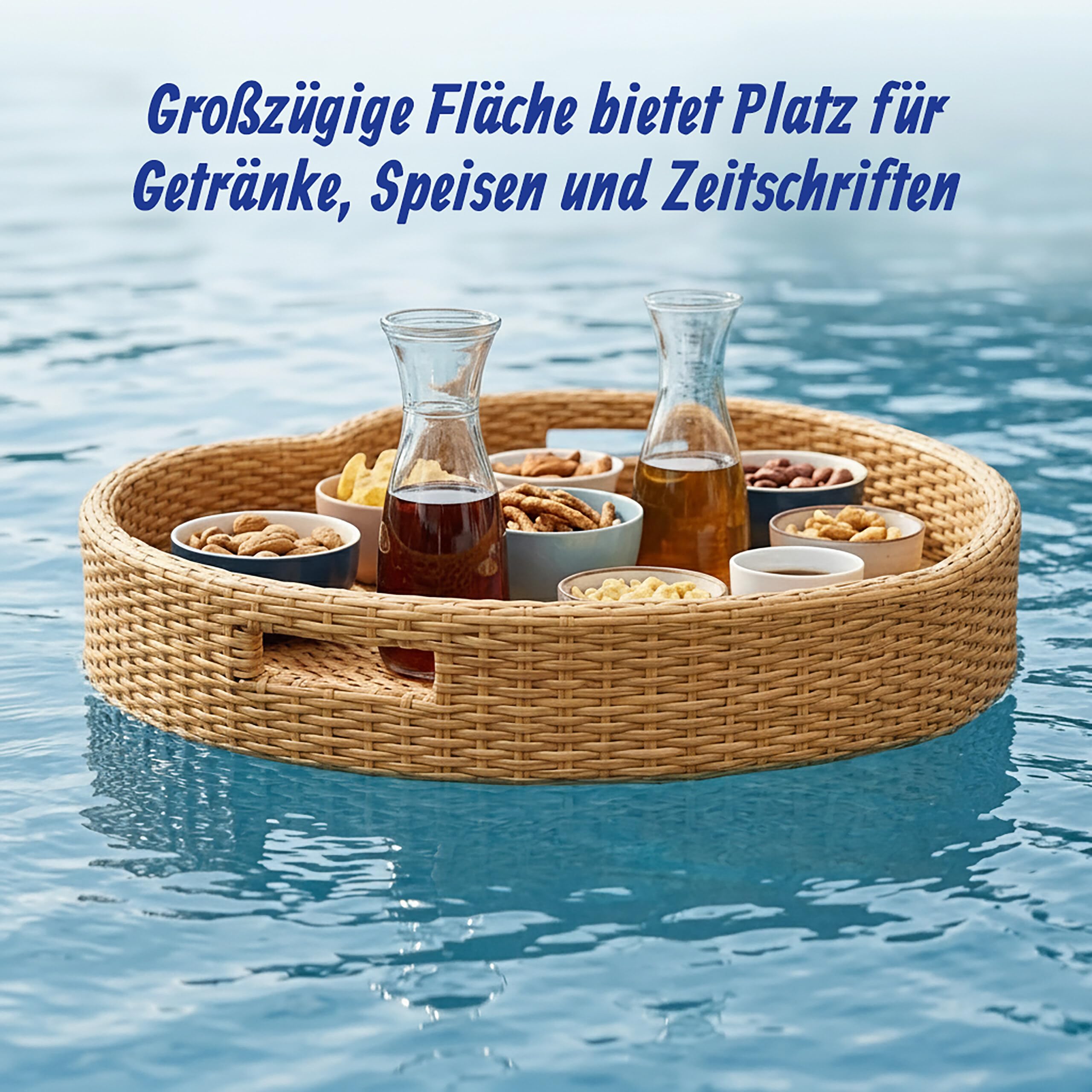 Relaxdays Schwimmendes Tablett Herz, Natur