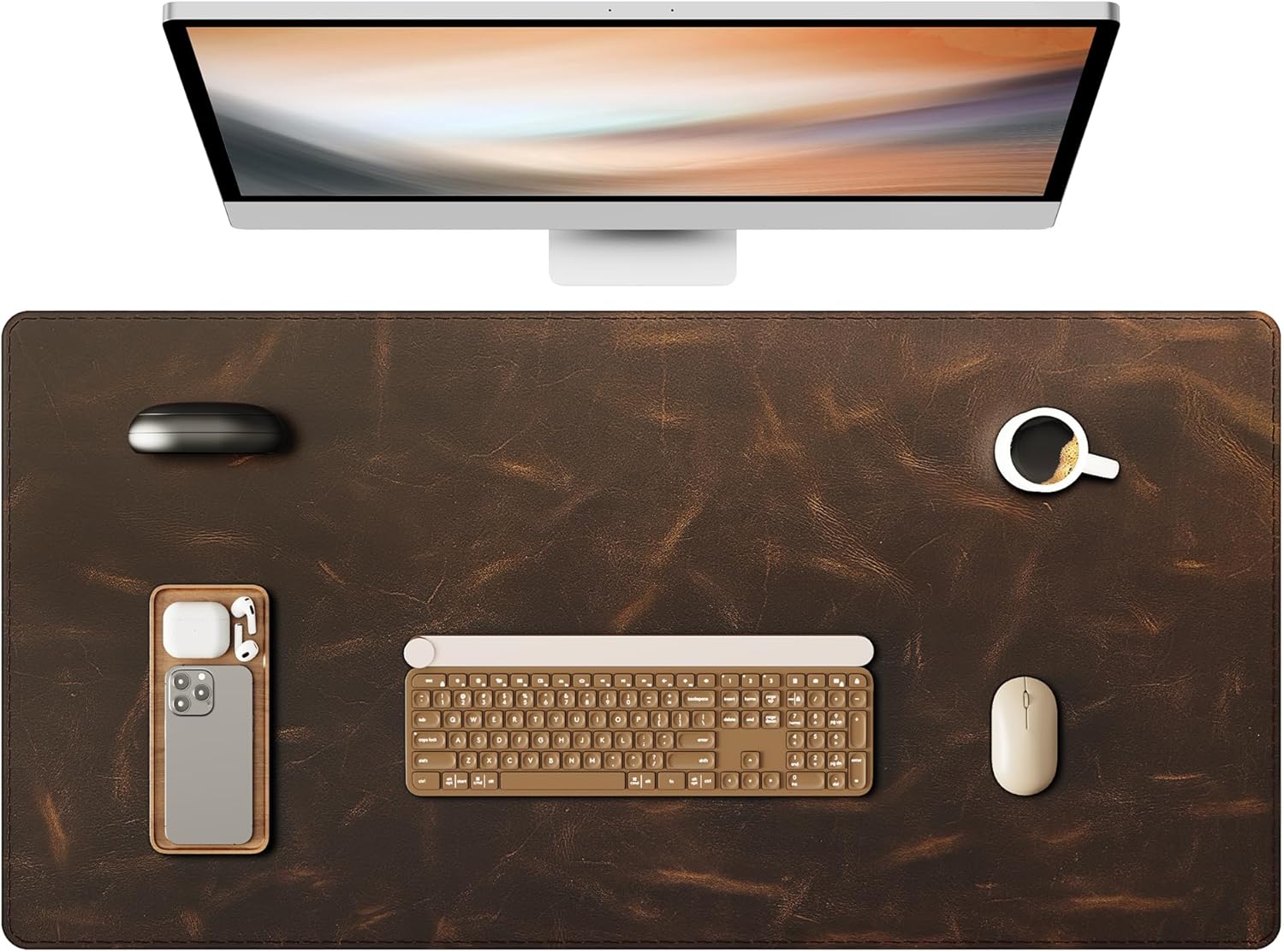 Leather Vintage Desk Mat Extended Large Surface