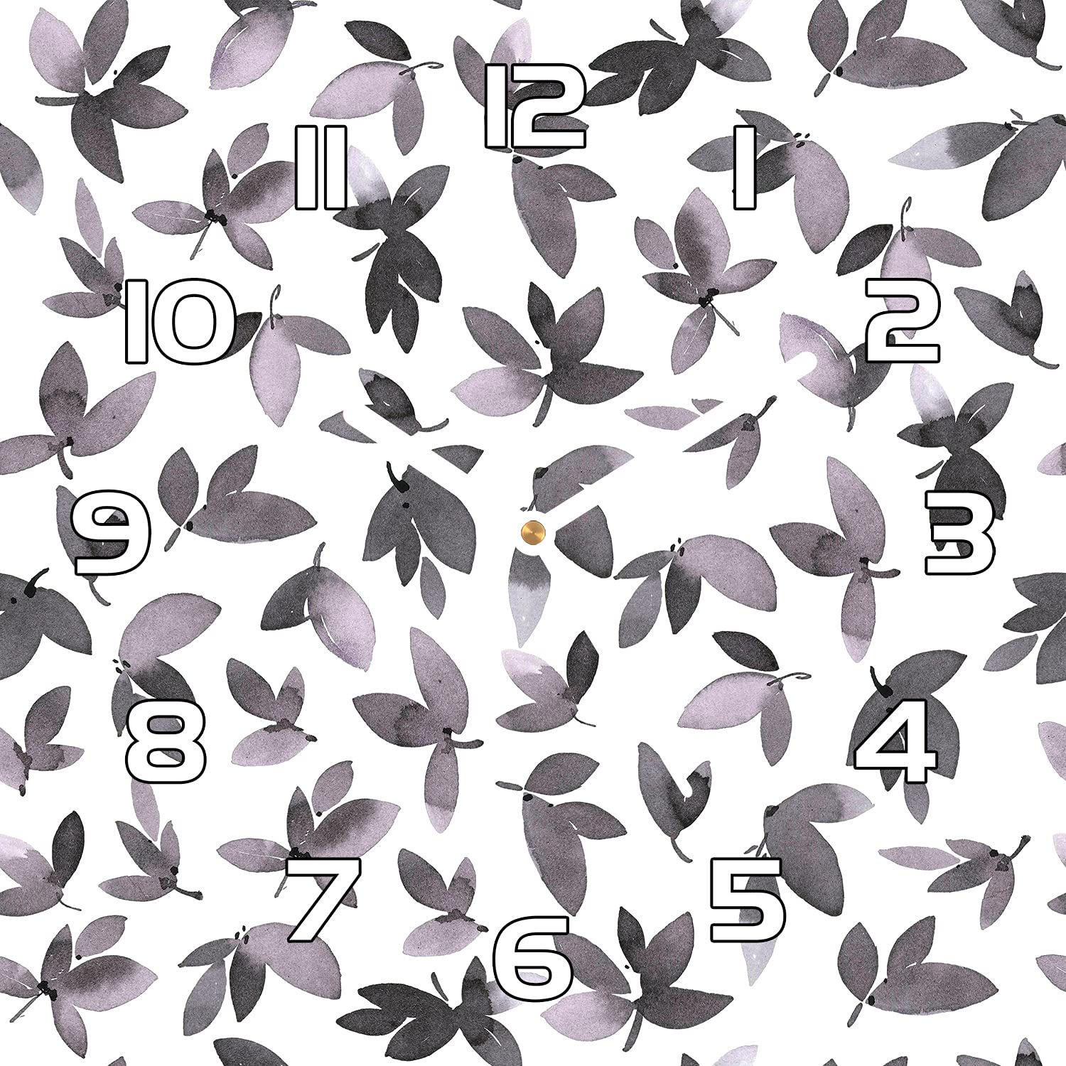 Horloge murale cuisine et salon moderne design floral vert avec aiguilles noires