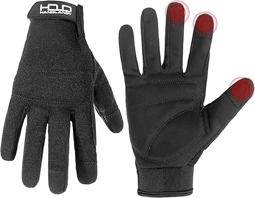 Miniatura 32 de HANDLANDY Guantes de trabajo para hombre y mujer, guantes de trabajo de mecánicos de uso general con pantalla táctil, guantes de trabajo flexibles