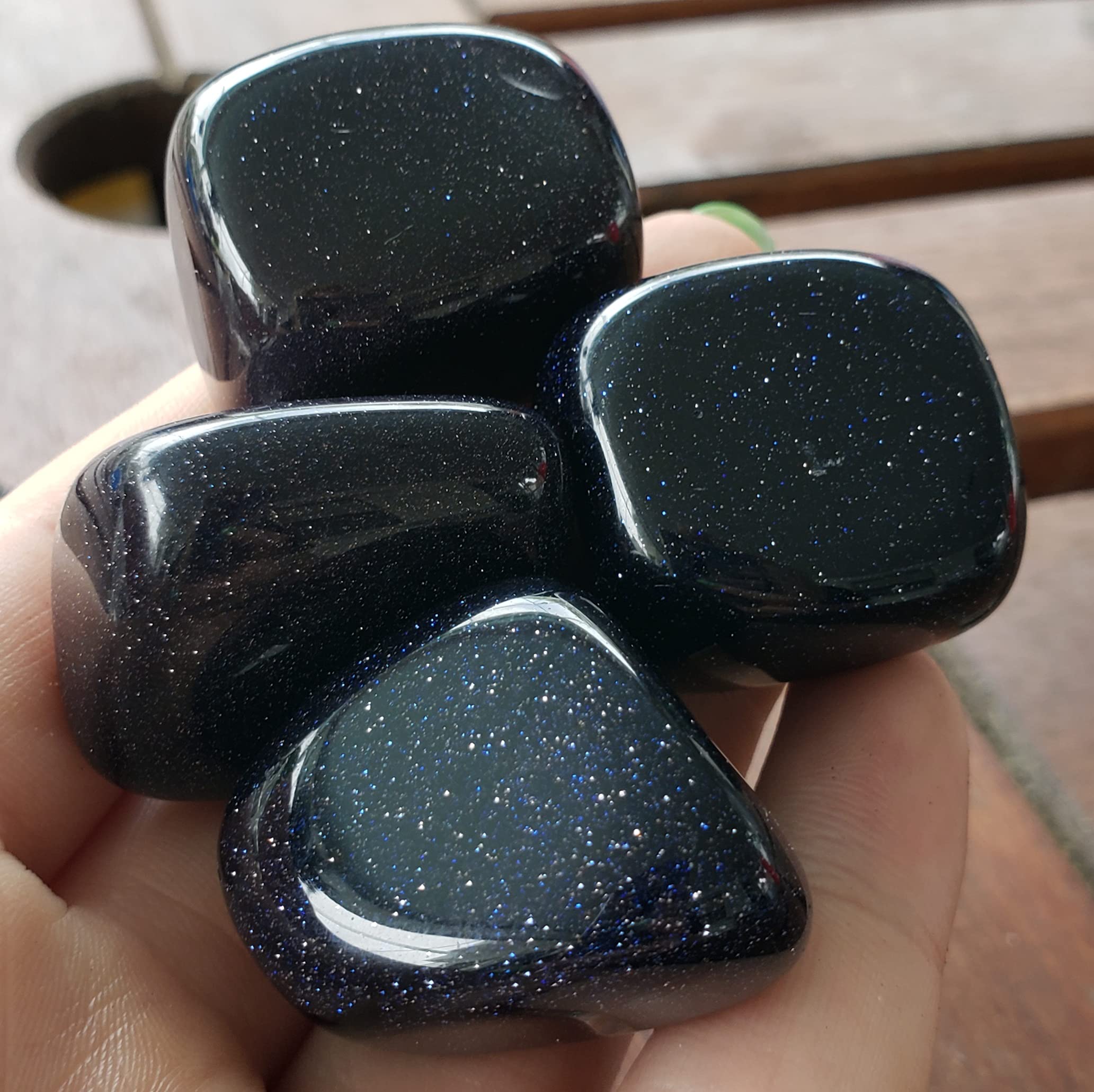 Blue Goldstone Large Natural Healing Crystal Tumbled & Hand Polished Display or Wrapping Stone ( Blue Goldstone ) 1pc New Larger