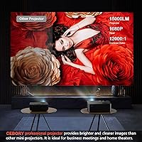 Vista 3 de 5G WiFi Bluetooth Native 1080P Projector[Projector Screen and Carrying Bag Included], CEBORY 15000LM Full HD Movie Projector,300" Display 4k Home