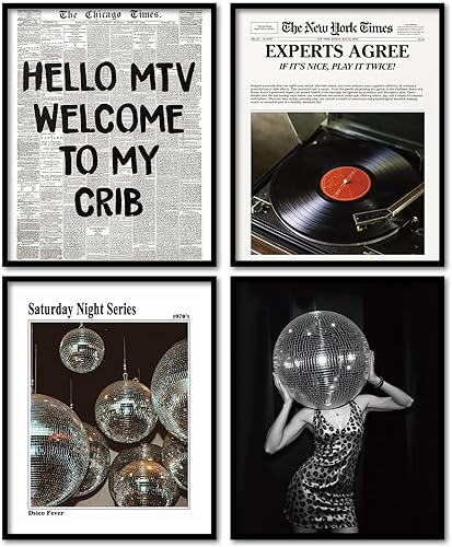 KDHTY Impresiones de periódicos vintage de los años 70, decoración retro de guepardo, arte de pared de periódico en blanco y negro moderno, póster