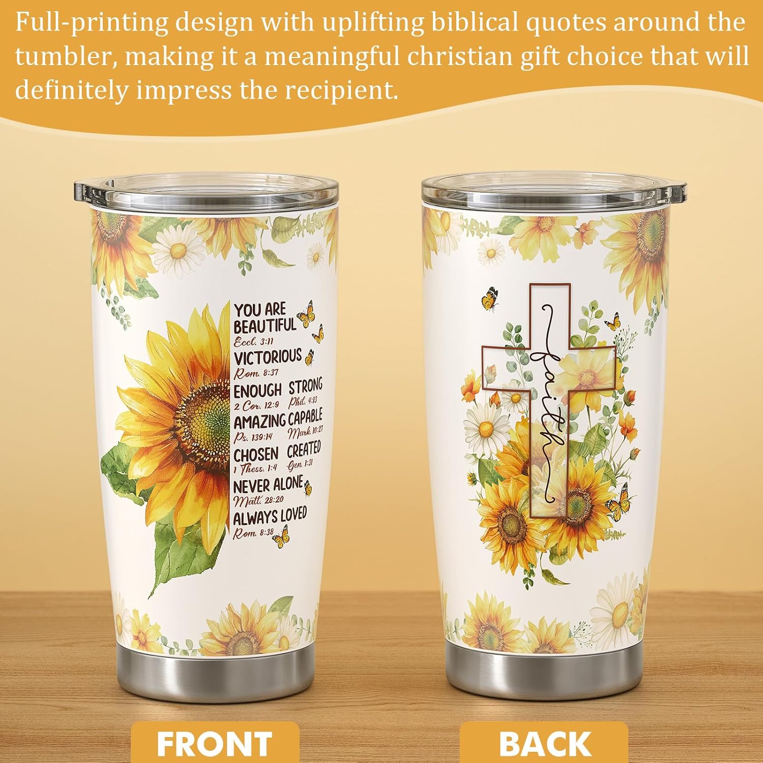 Christian Gifts for Women Faith, Sunflower Inspirational Religious Gifts for Women, Catholic Spiritual Gift, Birthday Valentines Gift for Mom Sister Best Friends Coworker Teacher Grandma with Tote Bag - Image 4