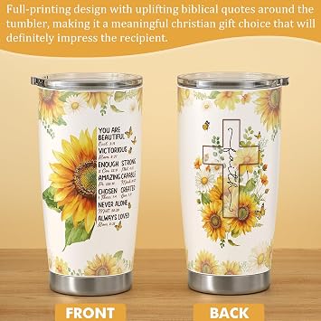 Christian Gifts for Women Faith, Sunflower Inspirational Religious Gifts for Women, Catholic Spiritual Gift, Birthday Mothers Day Gift for Mom Sister Best Friends Coworker Teacher Grandma w/ Tote Bag