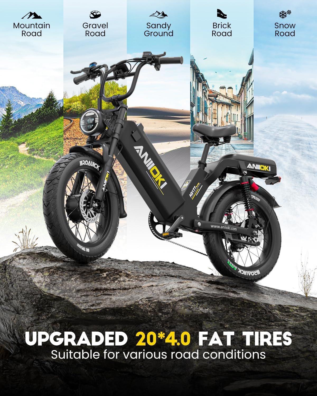 ANIIOKI AQ177 Pro Max Electric Bike for Adults,2800W Dual Motor eBike,52V 70Ah Removable Battery,200+ Miles Long Range,7-Gear Speed All-Terrain Electric Bike