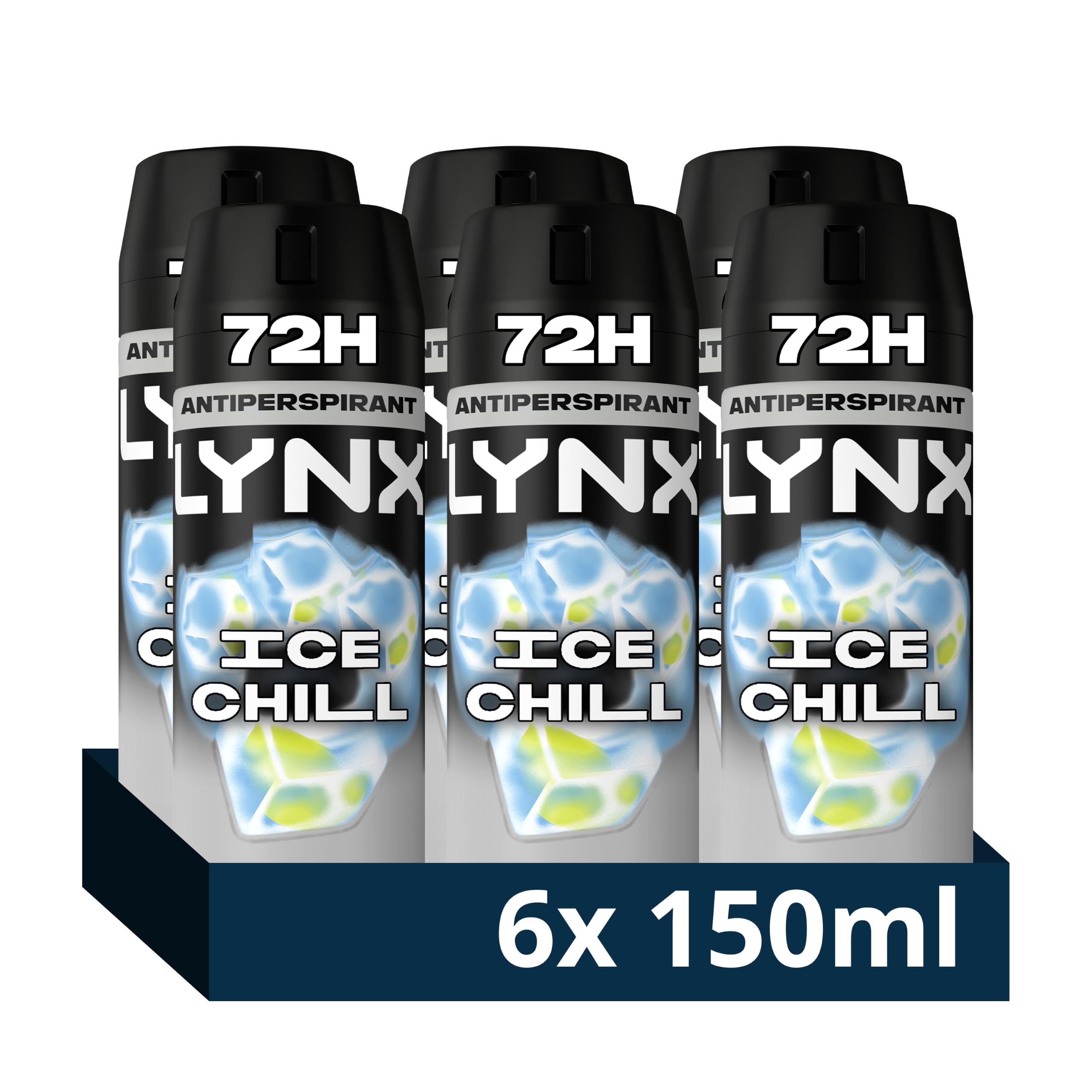 Lynx Ice Chill 72hr Anti-Perspirant Deodorant Spray for Men 6x 150 ml