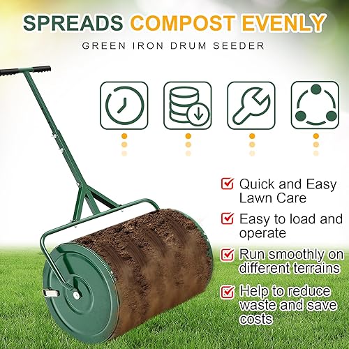 Miniatura 5 de Hiboom Esparcidor de compost de musgo de turba para césped y jardín, estiércol de 24 pulgadas, tierra superior, suciedad, esparcidores de gotas de