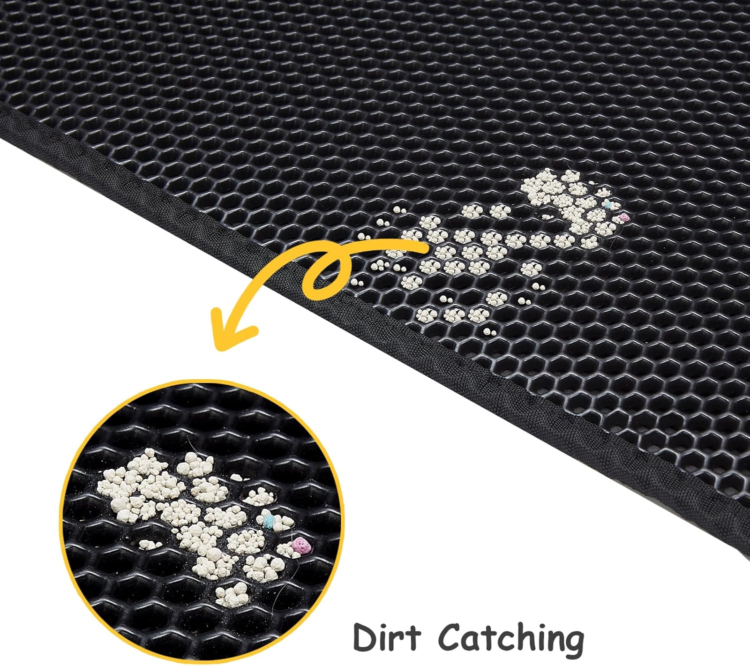 Cat Litter Mat, Litter Box Mat, Large Double Layer Waterproof Proof Trapping mat, Non-Slip Design, Kitty Litter Rug, Cat Supplies, Easy to Clean, 24x14.9 Inch, Black 24x15 Inch Black