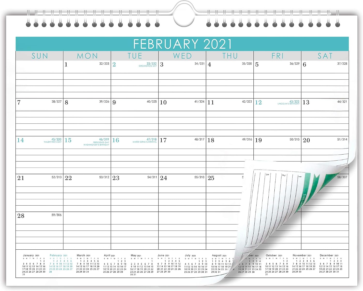 Wall Calendar Jan 2021- Jun 2022,18 Monthes Academic Monthly Desk Calendar with to Do List Planner on Back, Twin Wire Hanger, 15" x 11.5"