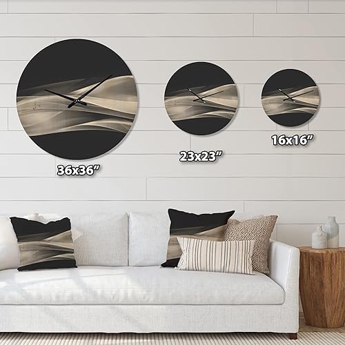 Miniatura 5 de Reloj de pared de madera moderno con diseño de fractal brillante sobre negro, grande, decorativo, moderno, reloj de pared de gran tamaño para
