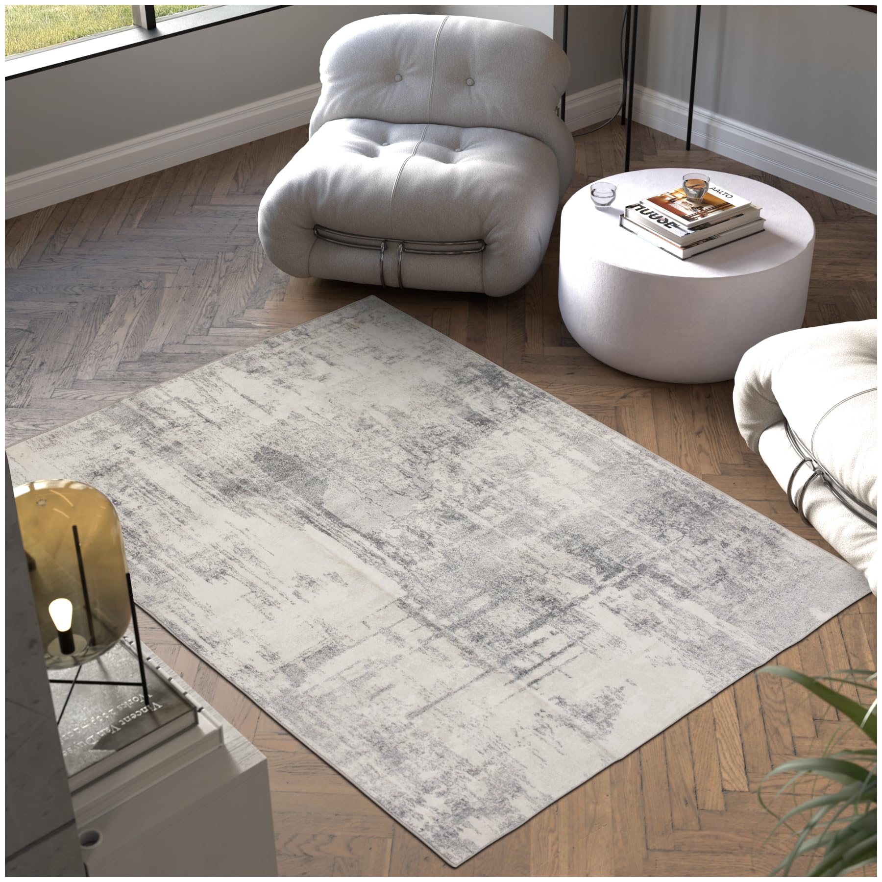 TecTake® Alfombra Pelo Corto, Diseño Vintage, Lavable a Máquina, Antideslizante, Ideal para Salón, Dormitorio, Habitación Matrimonio, Decoración Moderna Shabby Chic, Suave y Resistente - 160x230 cm