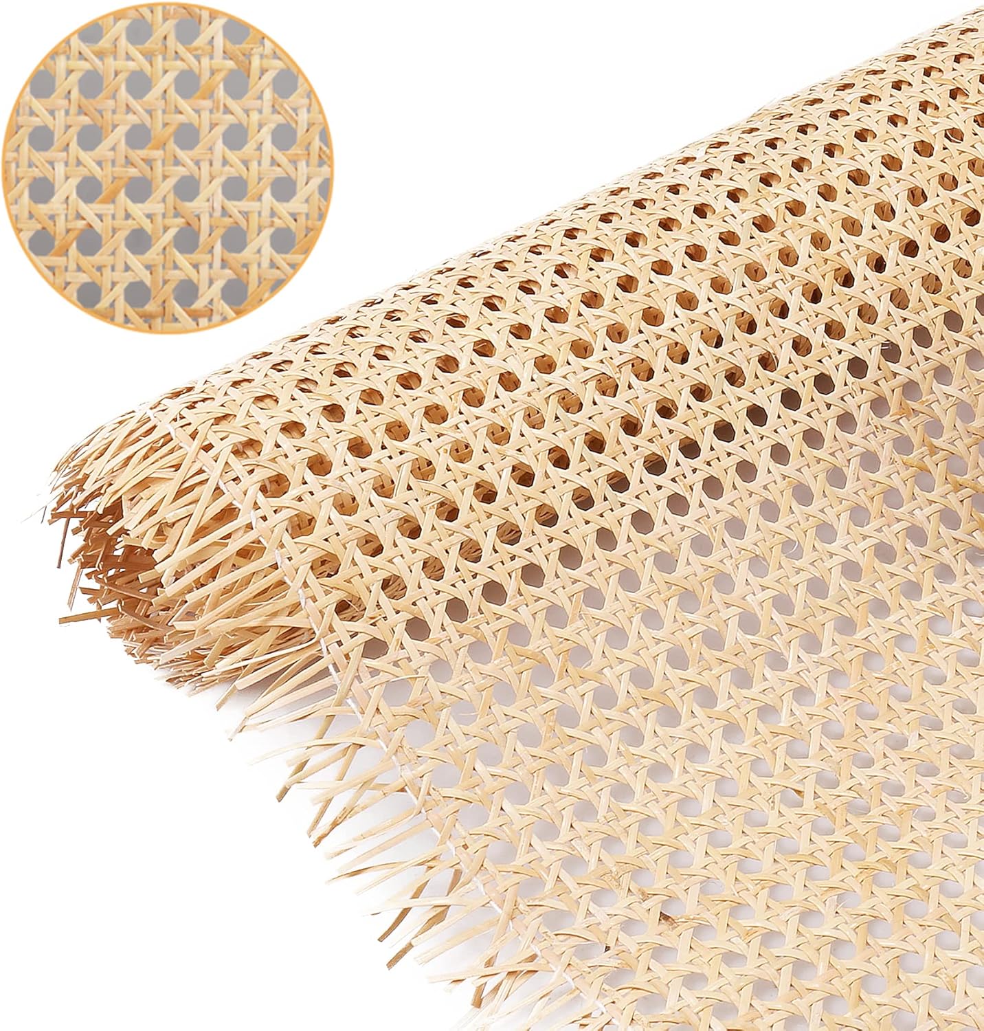 24" Width Cane Webbing 3.3Feet, Natural Rattan Webbing for Caning Projects, Woven Open Mesh Cane for Furniture, Chair, Cabinet, Ceiling