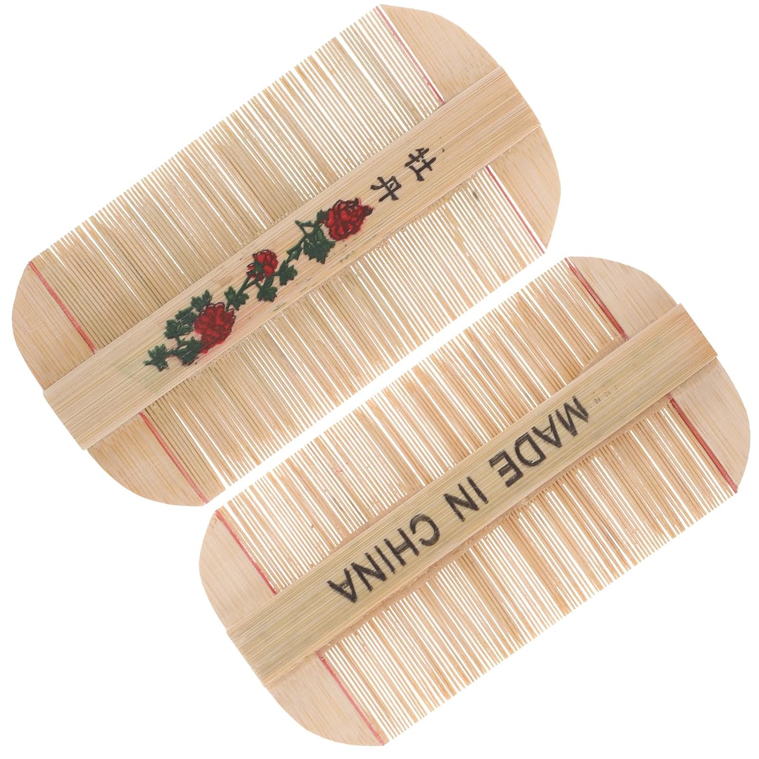 Beavorty 2pcs Fine Tooth Comb Double-sided Wooden Scalp Massage Comb and Adults Dandruff Removal and Nit Grooming
