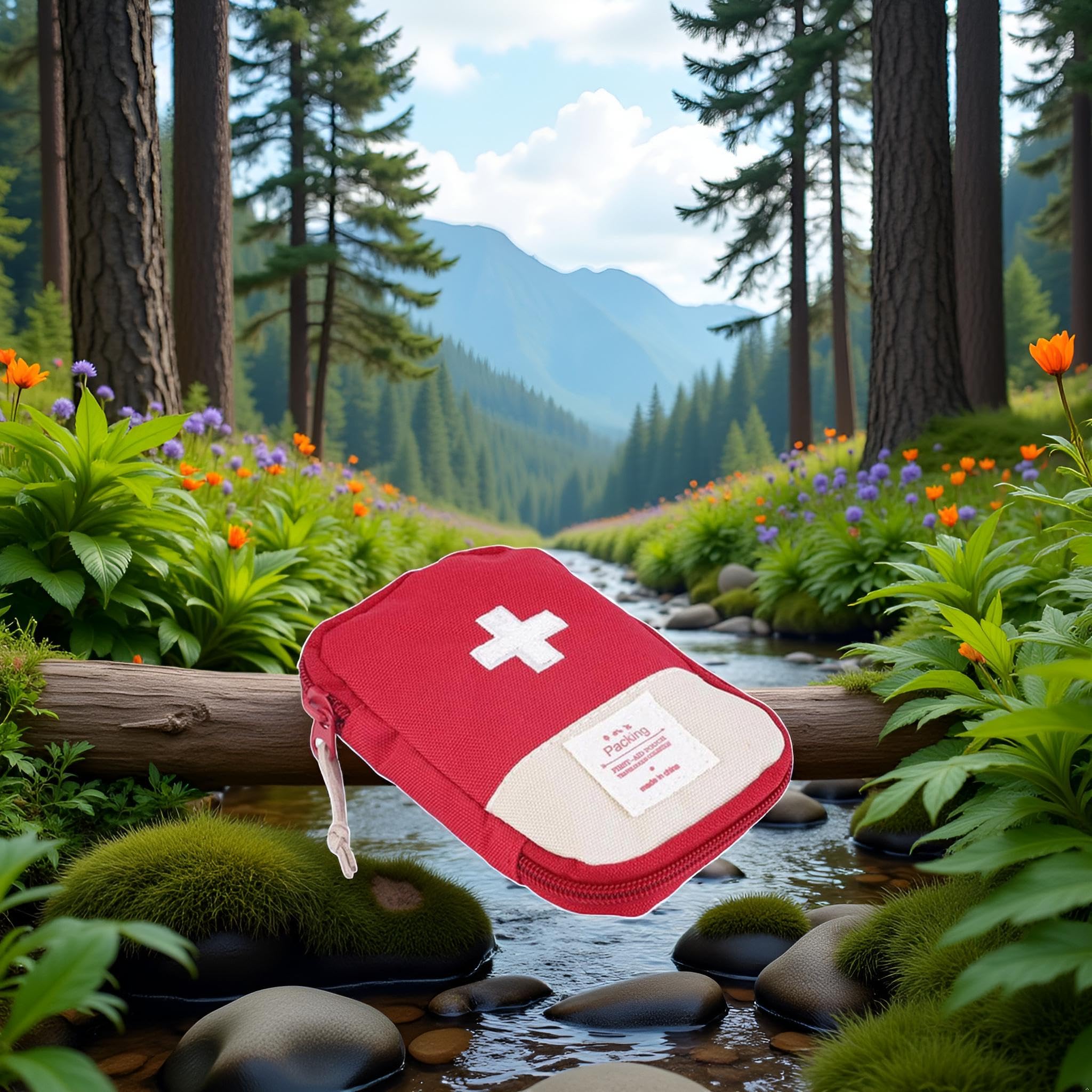 Red Portable Mini First Aid Kit, Outdoor Camping Family Survival First Aid Kit Cross Pattern — Amazon image 4