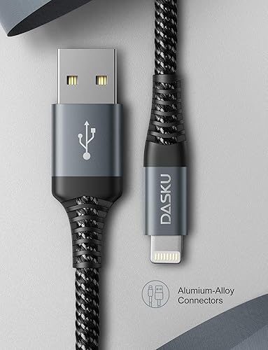 Miniatura 7 de Dasku Cable Lightning de 3 pies, paquete de 3 cables de carga de nailon trenzado para iPhone, color negro, compatible con 14131211 Pro MaxXXs MaxXr