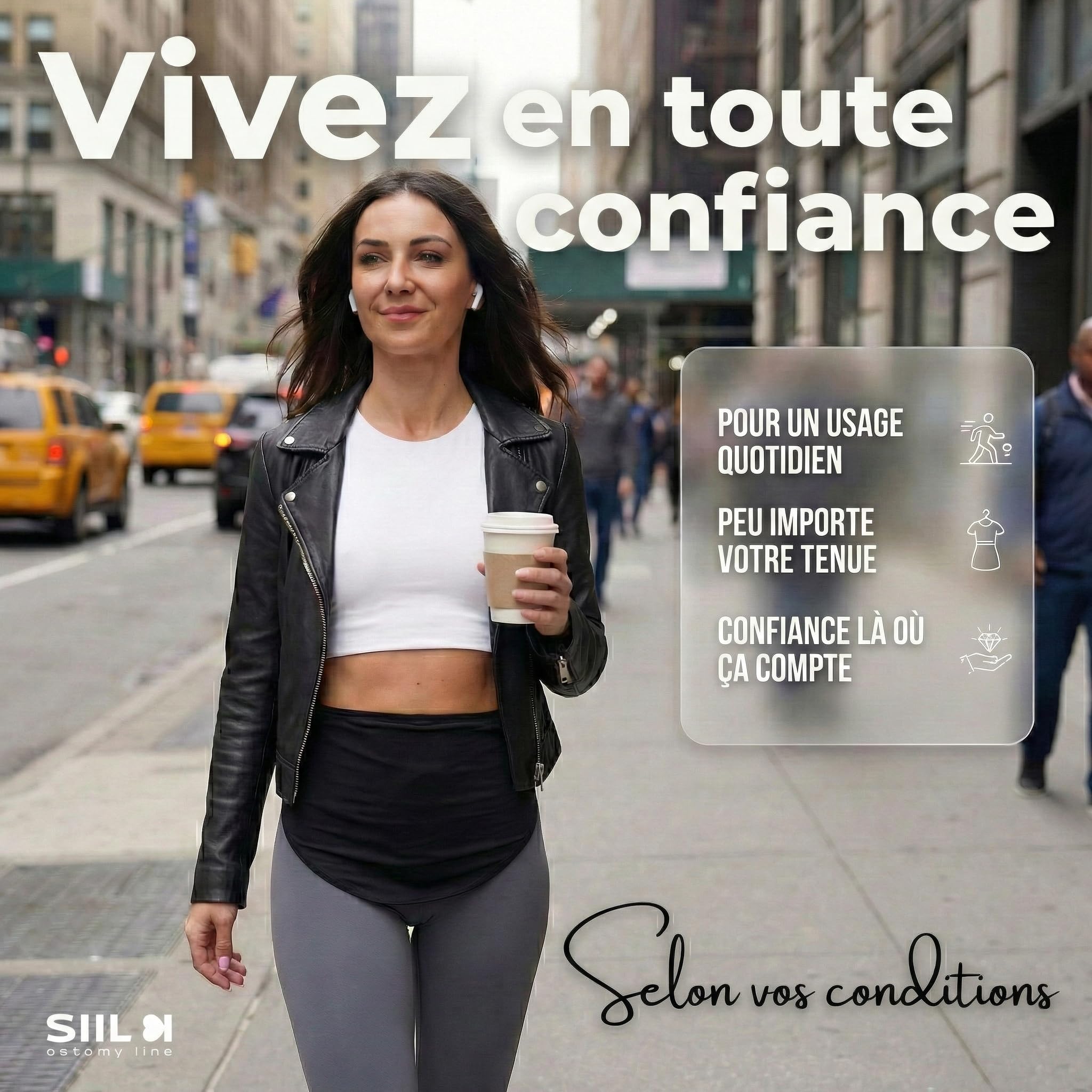 SIIL Ceinture de Stomie Homme & Femme - Poche de Stomie Discrète pour Sport et Natation - Fermeture Améliorée (Zip & Velcro) - Fabriqué en UE
