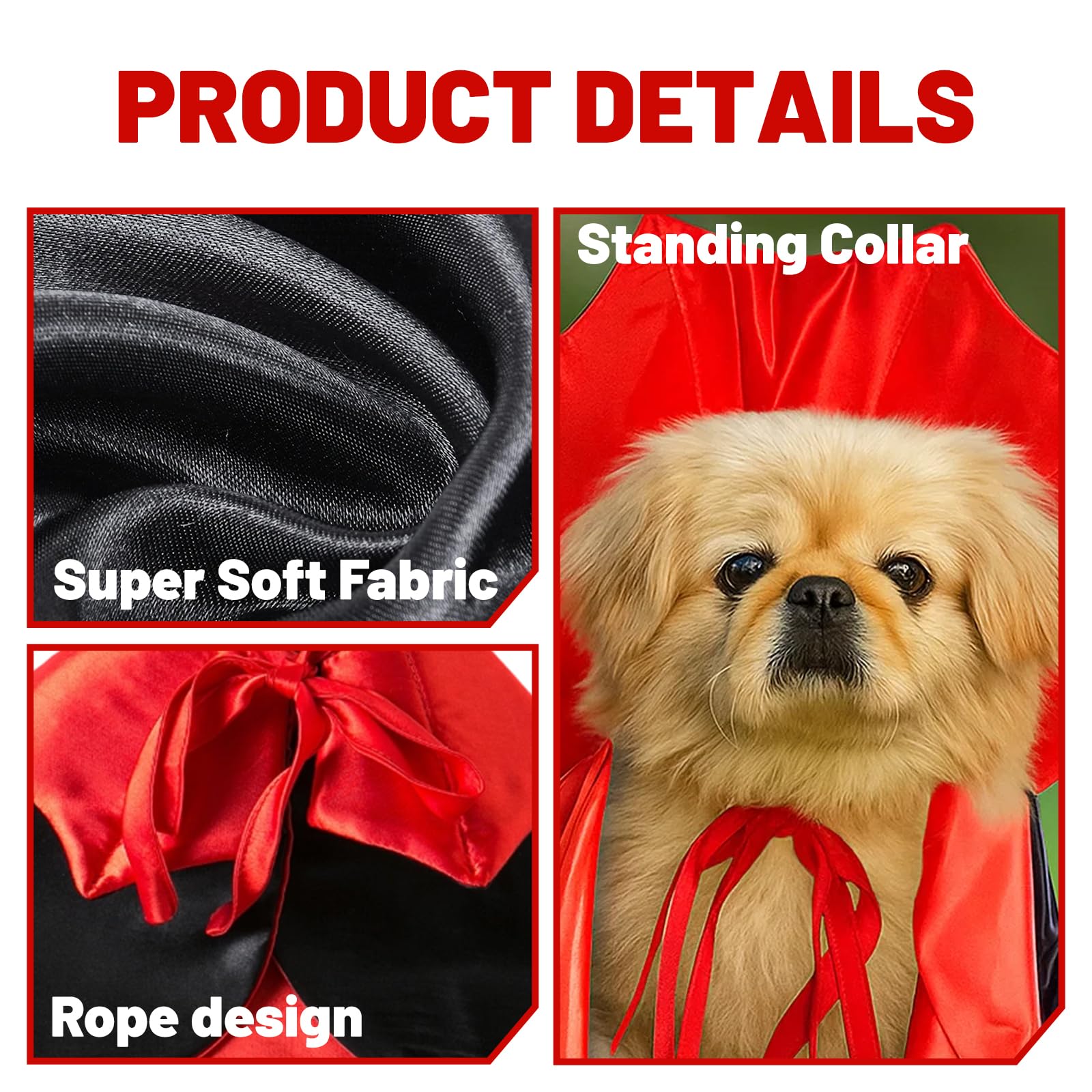 Dog Halloween Costume, Cat Halloween Costume, Vampire Pet Outfit for Small to Medium Dogs & Cats, Halloweens Celebrations - Image 3
