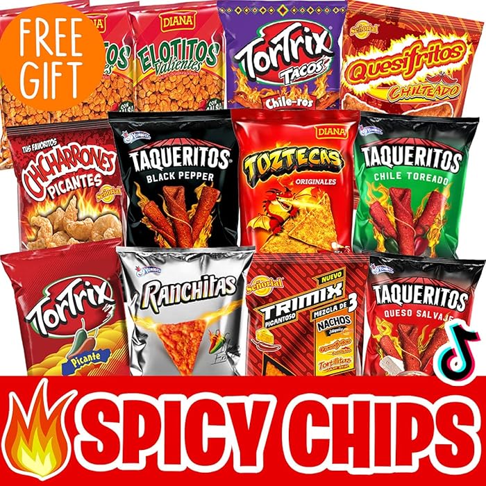 Buy International Hot Chips Variety Pack + FREE Surprise! Very Spicy Snacks Box Mix Spicy