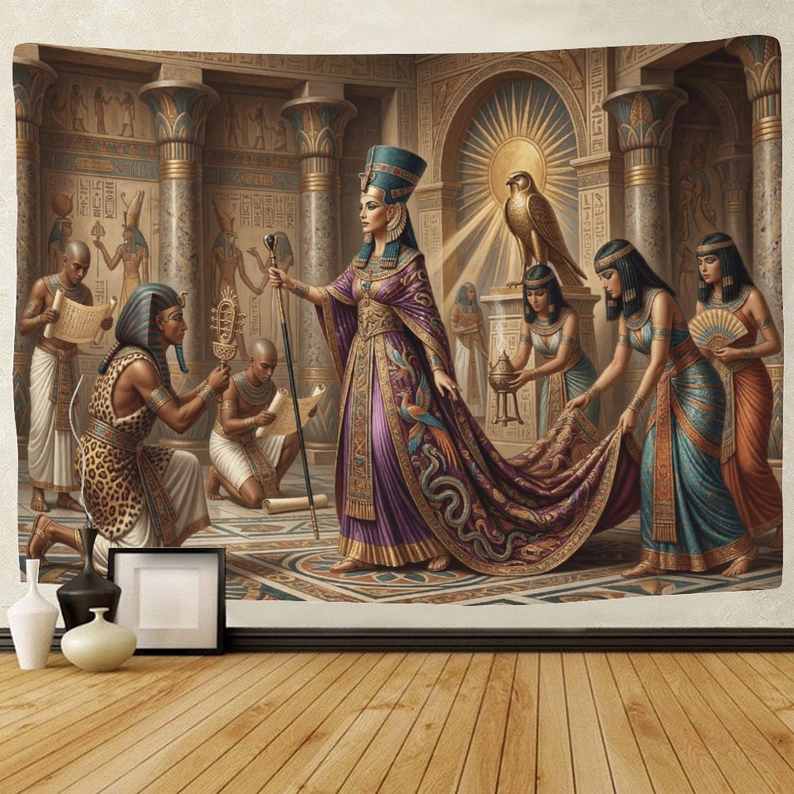 GPMNBCXZK Egyptian Pharaoh Wall Tapestry Decorative Horus 3D Print Hanging for Bedroom Living Room Dorm Wall Art 180cmx230cm