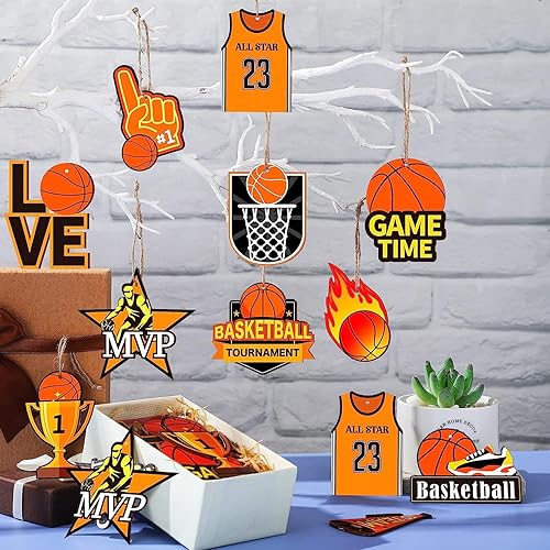 Miniatura 8 de Decoraciones de remolinos colgantes para deportes de baloncesto decoraciones de fiesta de baloncesto decoraciones de fiesta deportiva de papel