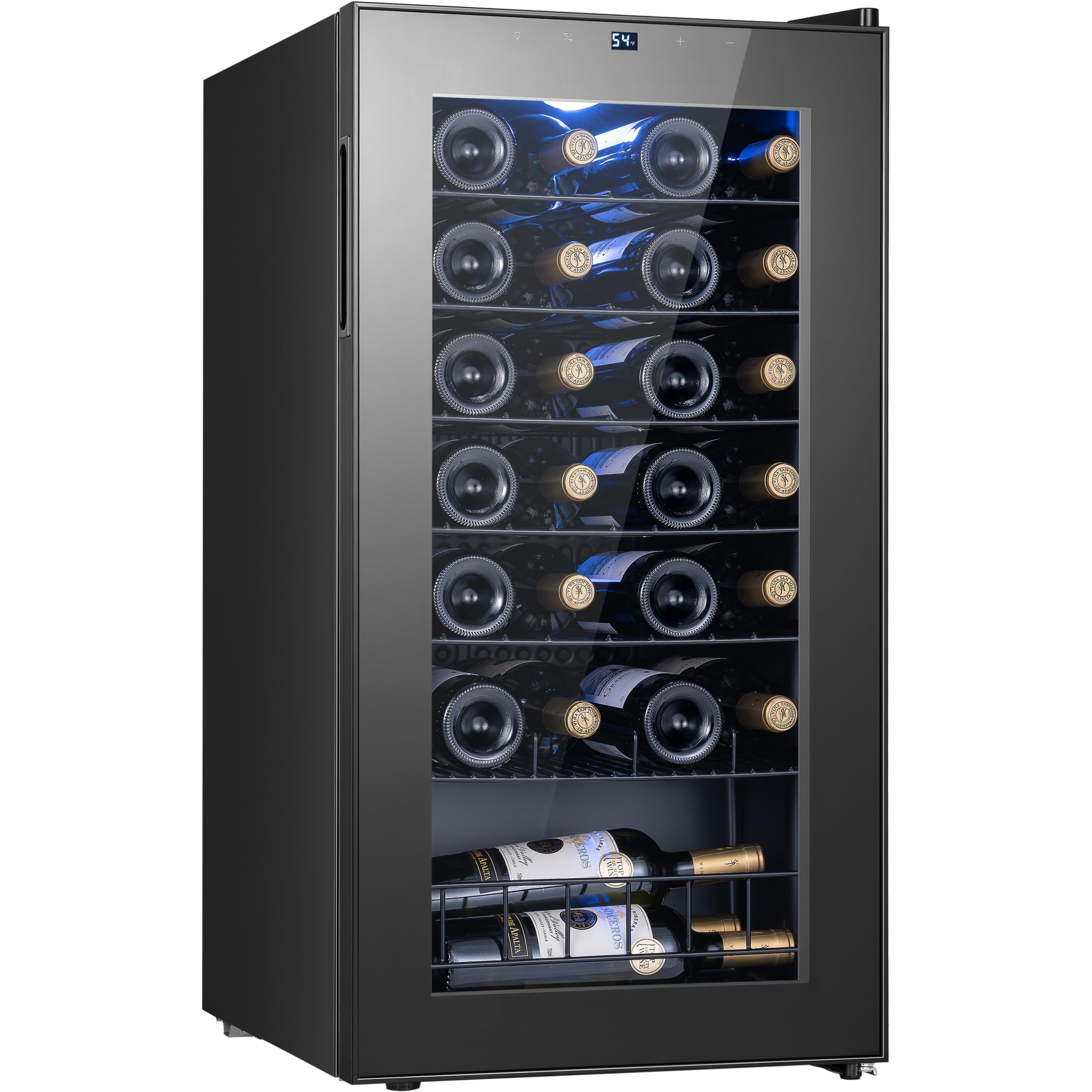 Yeego 28 Bottle Wine Fridge, Compressor Wine Cooler Refrigerator, 38-65℉ Freestanding Wine Cellar with Digital Temperature Control &amp; Double-layer Glass Door &amp; Soft LED for Home, Office, Bar