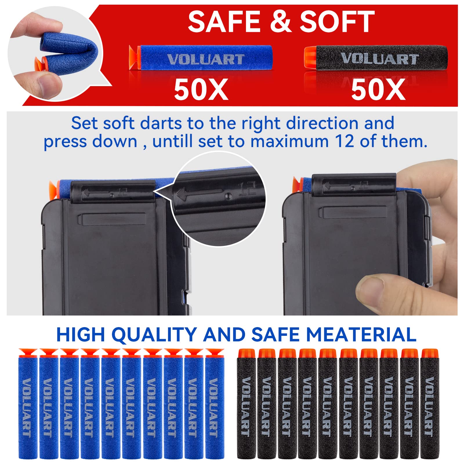 Voluart Electric Automatic Toy Guns for Nerf Guns Bullets, Soft Dart Blaster with Scope and 100 Pcs Refill Darts for Boys and Girls with Ages 12+(White)