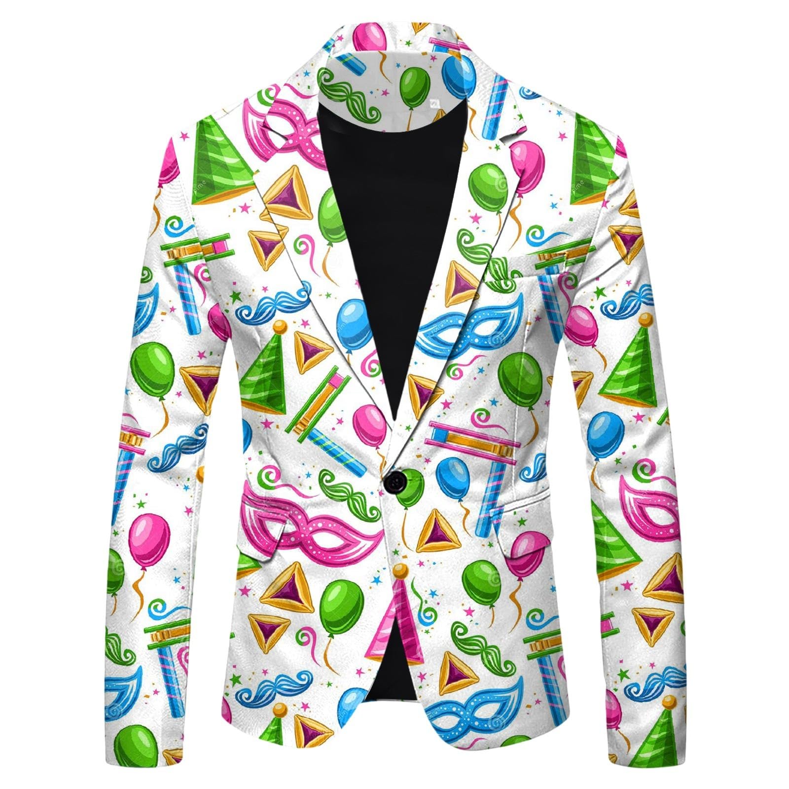 Traje para hombre, carnaval, fiesta temática, disfraz de máscaras divertidas, trajes con estampados coloridos, disfraz de carnaval de los años 60, chaqueta y pantalones, corte ajustado, 2