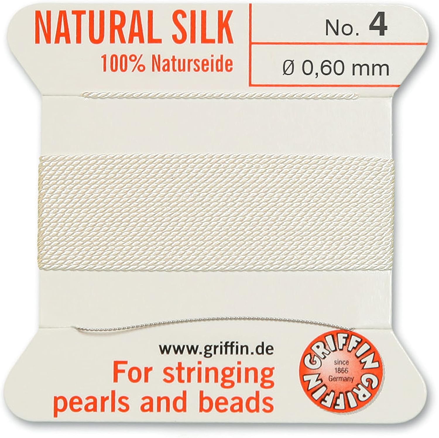 Griffin Bead Cord 100% Natural Silk White #4
