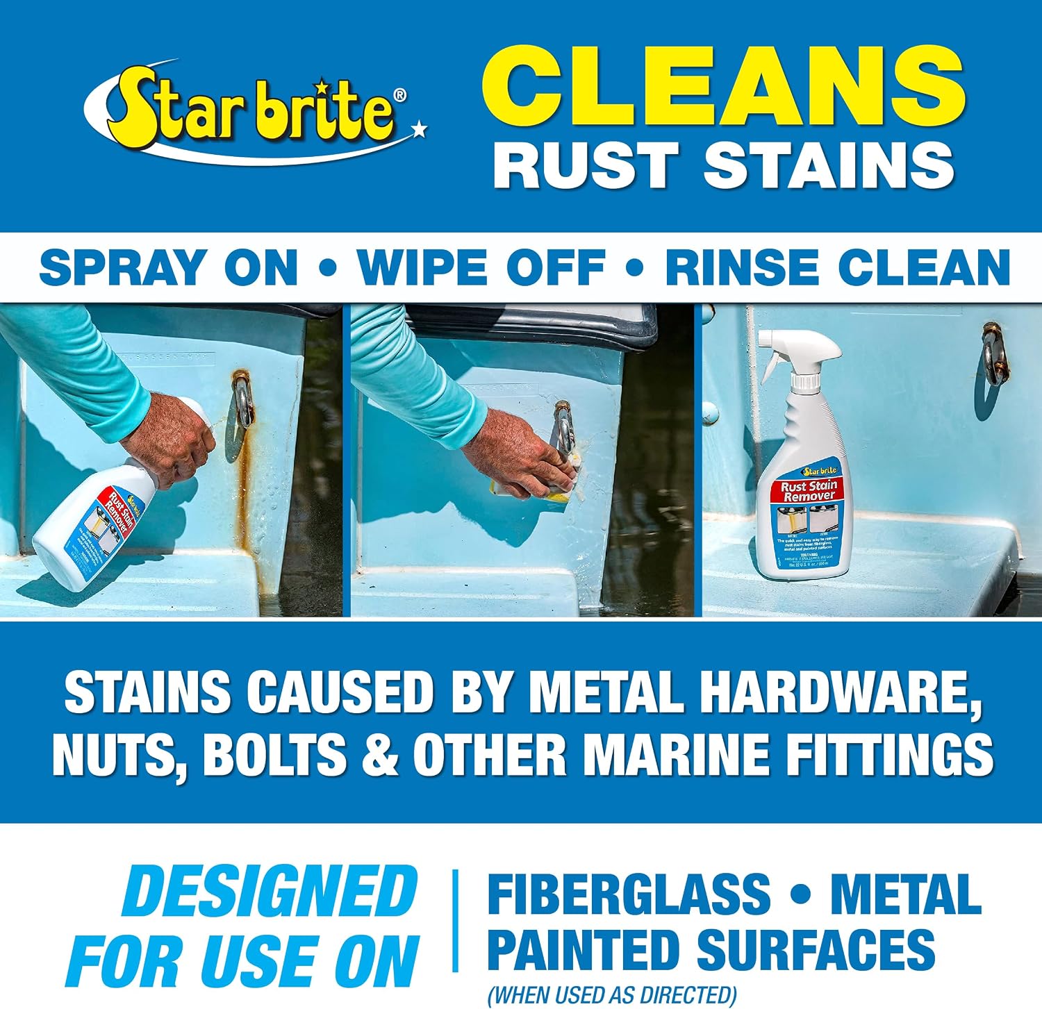 STAR BRITE Rust & Corrosion Stain Remover - Fast-Acting Spray for Fiberglass, Vinyl, Fabric, Metal & Painted Surfaces - Also Removes Sprinkler Stains 22 OZ (089222P) image 3