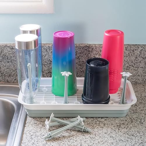 Miniatura 3 de Estante de secado grande para encimera, ideal para botellas de agua aisladas, vasos para beber, botellas deportivas