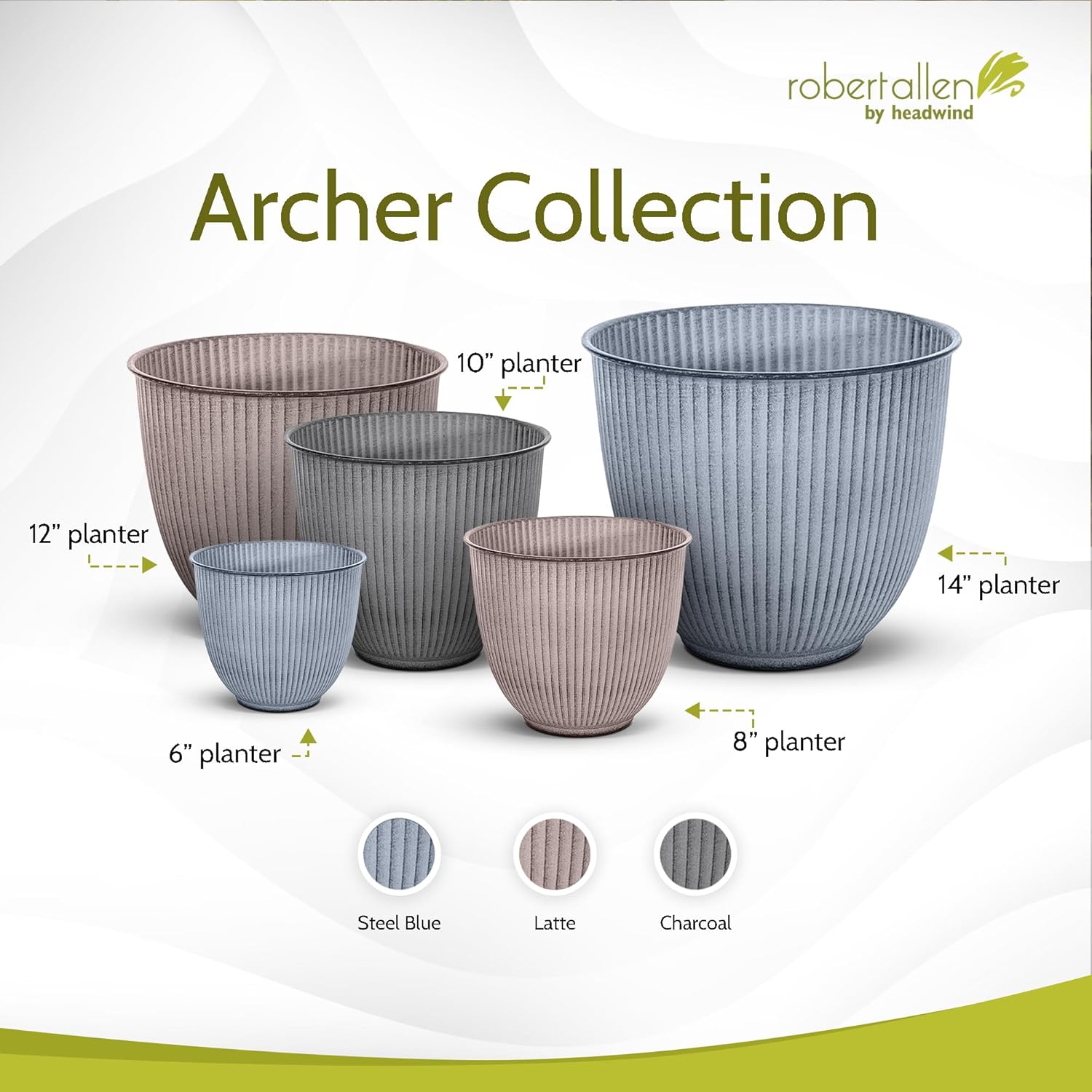 Headwind Robert Allen Natural Ironstone Decorative Planter, Archer Collection, Latte, 6-inch