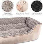 JOEJOY Lit de chien rectangle pour grands chiens moyens Petits Lavable à la machine Sofa de chien dormant Non-dérapant Fond Lit puppy doux respirant Durable Orthopédique Calmer les animaux de compagnie, Taille multiple, Beige